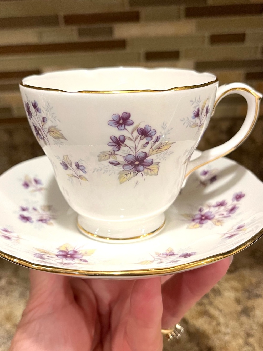 Vintage Duchess Woodside Purple Floral Tea Cup and Saucer Made in England